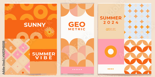 Vibrant geometric summer vibes with sunny and retro patterns