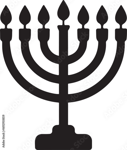 Menorah icon silhouette vector design for Hanukkah, Judaism, religion, festival, and tradition.