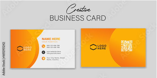 Creative Two-Sided Business Card Layout with Contact Info and QR Code