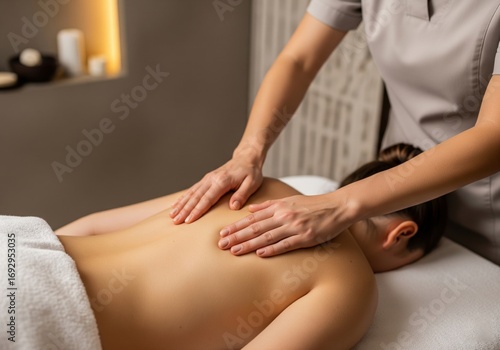 Wallpaper Mural Professional Spa Therapist Giving Relaxing Back Massage Torontodigital.ca