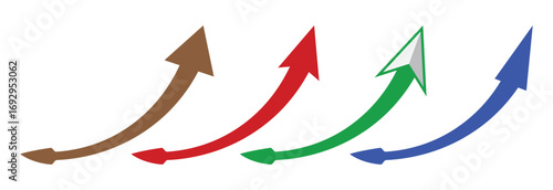 Decorative curve arrows hand drawn set flat color transparent png