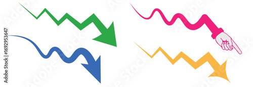 Flat curve arrows vectors art set transparent doodle infographic png
