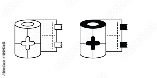 Bandage set icon with white background vector stock illustration