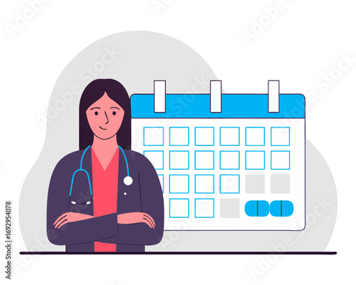 Doctor with calendar scheduling appointment healthcare medical professional concept vector