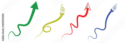 Curve arrows flat icon set doodle hand drawn colorful transparent png