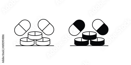 Pills set icon with white background vector stock illustration