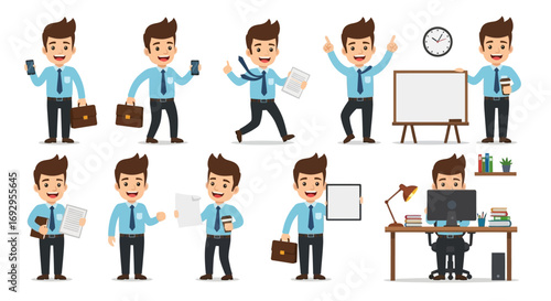 Vector illustration of a cartoon office worker character constructor.