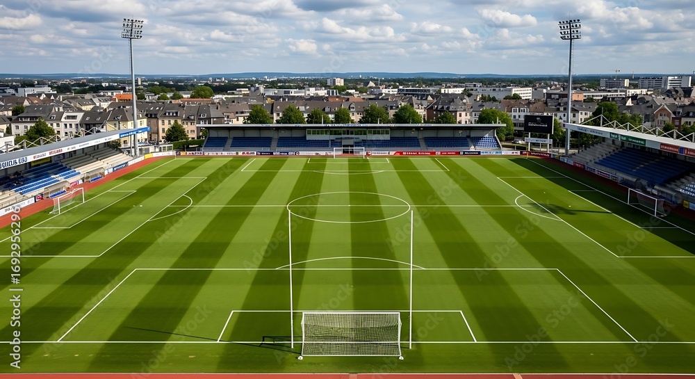 Obraz premium Aerial View of an Empty Gaelic Football Stadium.
