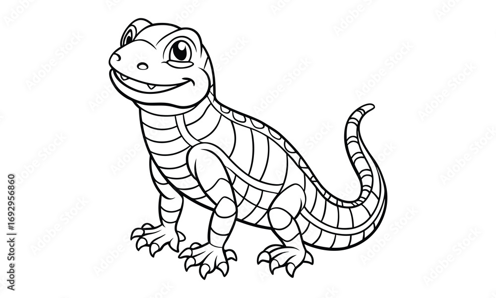 Obraz premium Reptiles animal Kids t shirt design silhouette and vector line art, Detailed High-Quality Line Art, Suitable for Adult Coloring Books, Stress Relief, Relaxation, and Printable Art Therapy.
