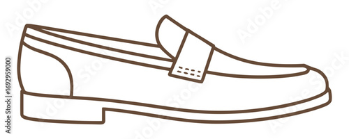 Classic Loafer Shoe Vector Illustration with Detailed Stitching and Elegant Design
