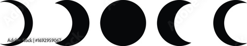 Phases of the Moon Silhouette Set on Transparent Background for Astronomy and Science Projects