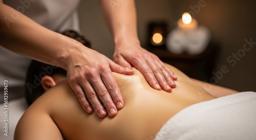 Wallpaper Mural A person receiving a relaxing back massage from a professional therapist, with candles. Torontodigital.ca
