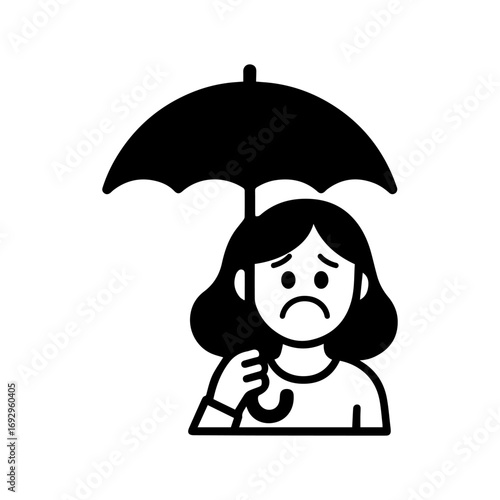 character emotion girl with umbrella sadness vector on white background
Vector icon character with emotion