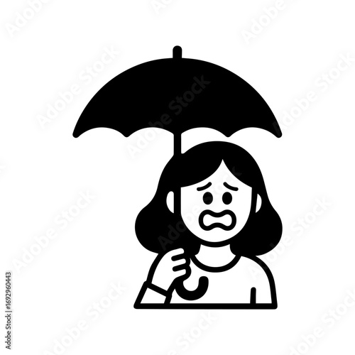 character emotion girl with umbrella fear vector on white background
Vector icon character with emotion