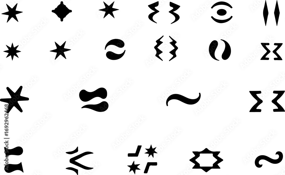 Naklejka premium Collection of Geometric and Symbolic Shape Silhouettes bundle