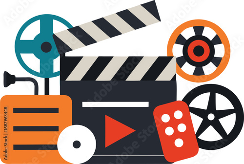 Film festival icons collection vector illustration scalable eps movie production cinema elements
