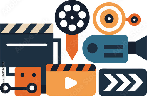Film festival icons collection vector graphics for cinema and movie production