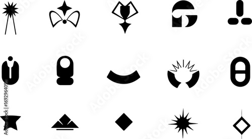 Geometric Shape Silhouettes Icon Collection"