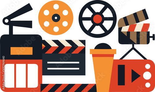 Film festival icons collection vector graphics for cinema and movie production