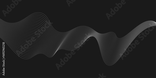 Elegant Abstract White Wave Lines Flowing Smoothly Across a Deep Black Background, Creating a Minimalist and Modern Contrast.

