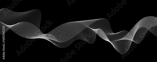 Elegant Abstract White Wave Lines Flowing Smoothly Across a Deep Black Background, Creating a Minimalist and Modern Contrast.
