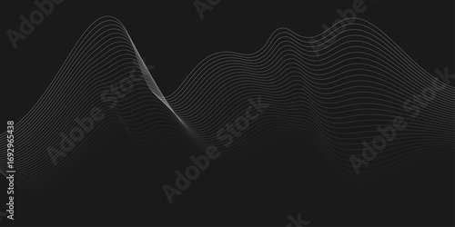 Elegant Abstract White Wave Lines Flowing Smoothly Across a Deep Black Background, Creating a Minimalist and Modern Contrast.
