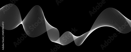 Elegant Abstract White Wave Lines Flowing Smoothly Across a Deep Black Background, Creating a Minimalist and Modern Contrast.
