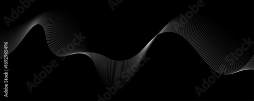 Elegant Abstract White Wave Lines Flowing Smoothly Across a Deep Black Background, Creating a Minimalist and Modern Contrast.
