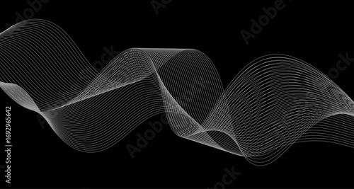 Elegant Abstract White Wave Lines Flowing Smoothly Across a Deep Black Background, Creating a Minimalist and Modern Contrast.
