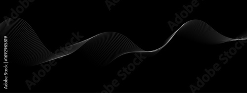 Elegant Abstract White Wave Lines Flowing Smoothly Across a Deep Black Background, Creating a Minimalist and Modern Contrast.

