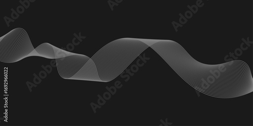 Elegant Abstract White Wave Lines Flowing Smoothly Across a Deep Black Background, Creating a Minimalist and Modern Contrast.
