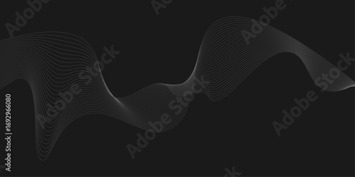 Elegant Abstract White Wave Lines Flowing Smoothly Across a Deep Black Background, Creating a Minimalist and Modern Contrast.
