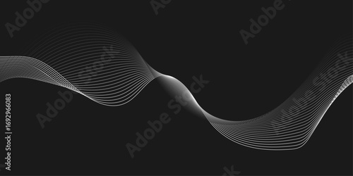 Elegant Abstract White Wave Lines Flowing Smoothly Across a Deep Black Background, Creating a Minimalist and Modern Contrast.
