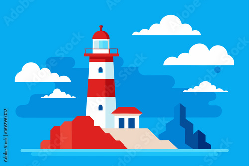 Illustration of a lighthouse on the coast