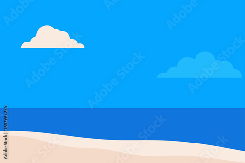 Beach scene with clouds and blue ocean view