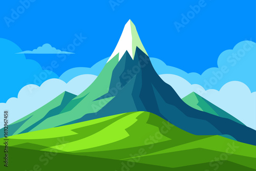 Scenic mountain landscape with green hills
