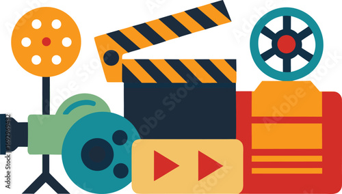 Film festival icons collection vector graphics for cinema and entertainment industry