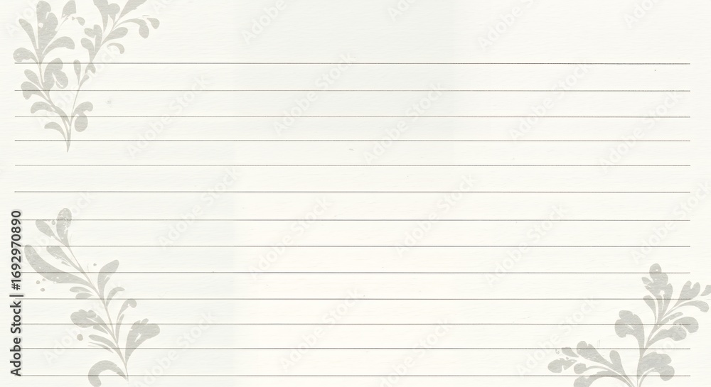 Fototapeta premium Blank lined paper with floral design