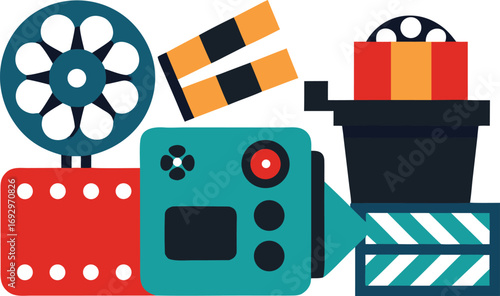 Film festival icons collection vector graphics for cinema and movie production