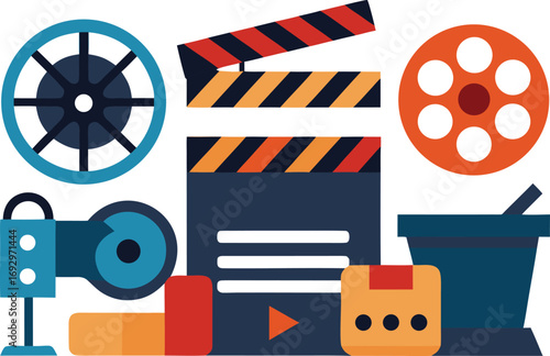 Film festival icons collection vector graphic scalable eps format cinema movie production elements