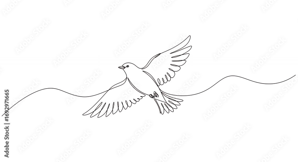 Obraz premium Line art bird in flight