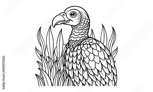 Vulture Kids t shirt design silhouette and vector line art, Detailed High-Quality Line Art, Suitable for Adult Coloring Books, Stress Relief, Relaxation, and Printable Art Therapy Projects.
