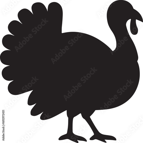 Turkey silhouette vector, farm animal icon, Thanksgiving design, EPS editable illustration.