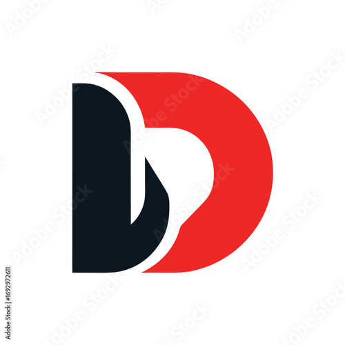 Free Download Bold red and black letter d monogram logo design white background - GFXLoad