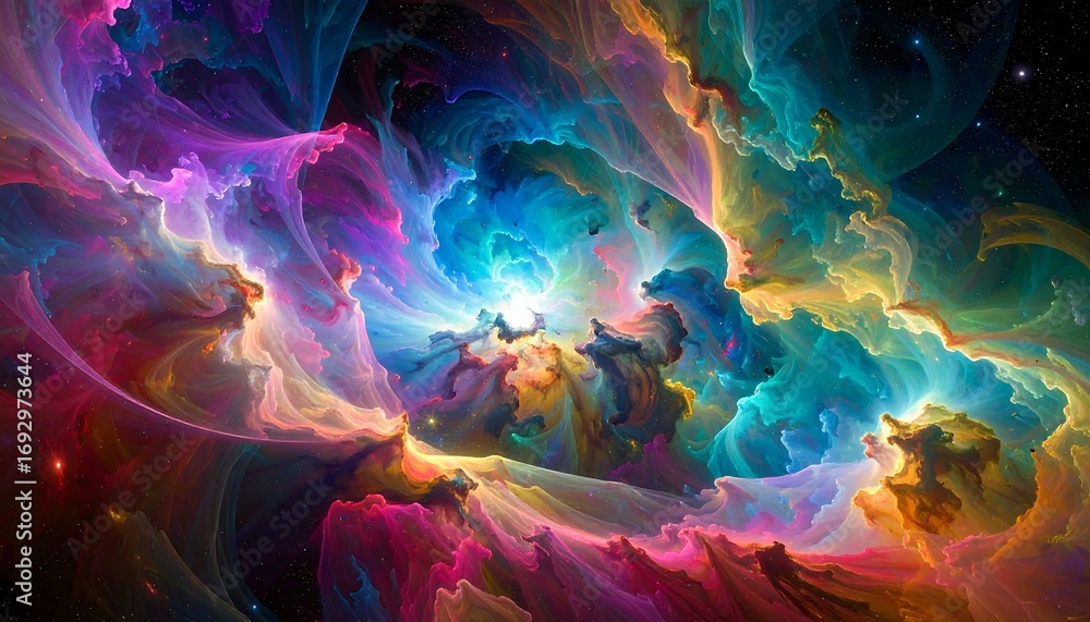 Fototapeta premium Abstract swirling nebula of vibrant colors
