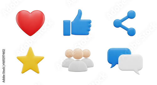 3d social media icons collection for digital platforms