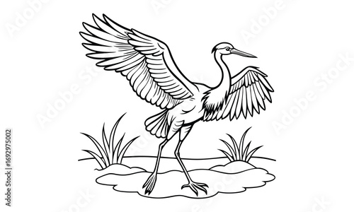 Stork Kids t shirt design silhouette and vector line art, Detailed High-Quality Line Art, Suitable for Adult Coloring Books, Stress Relief, Relaxation, and Printable Art Therapy Projects.