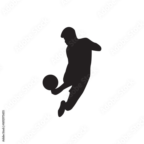 Soccer juggle silhouette. Silhouette of a skillful player juggling or passing the ball mid motion.