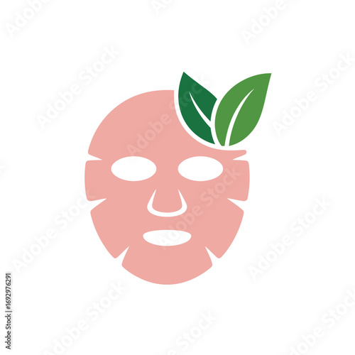 Illustration of Facial Mask with Leaves Beauty and Wellness Focus