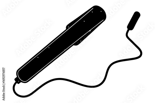 Vector art of black white vector illustration of a handheld ultraviolet disinfection lamp